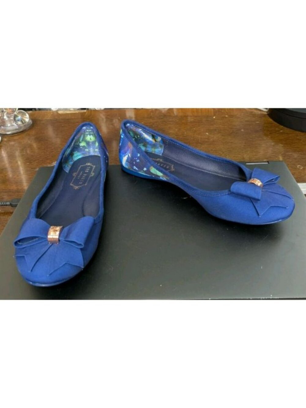 Size 7 Ted Baker Immep Butterfly Blue Bow Ballet Flats
